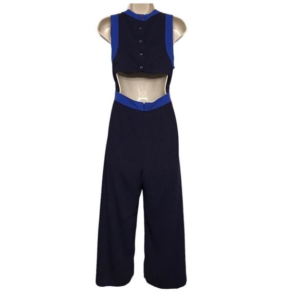 Anthropologie- Elevenses Beca Open Back Jumpsuit in navy size 0 - Picture 3 of 16